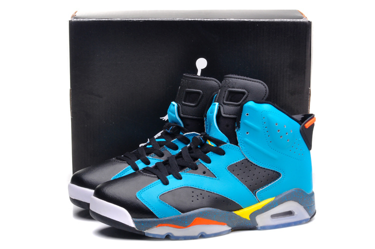 New Air Jordan Retro 6 Black Gunfighter Blue Shoes - Click Image to Close