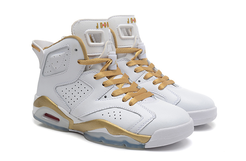 Air Jordan 6 Retro Gold Medal White Gym Red Metallic Gold Sail