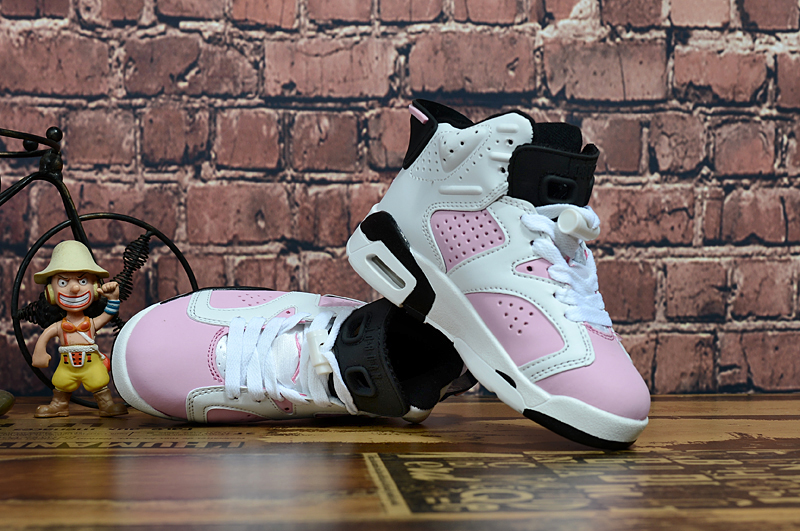 Air Jordan 6 Retro Pink White Black Shoes For Kids - Click Image to Close