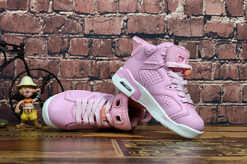 Air Jordan 6 Retro Pink White Shoes For Kids