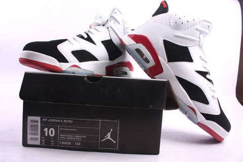 New Air Jordan Retro 6 White Black Red Footwear - Click Image to Close