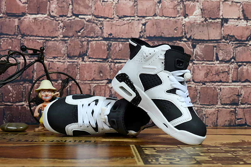 Air Jordan 6 Retro White Black Shoes For Kids
