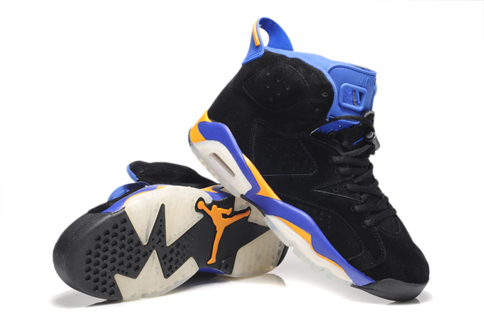 Air Jordan 6 Suede Black Blue White Shoes - Click Image to Close