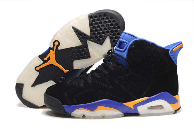 Air Jordan 6 Suede Black Blue White Shoes - Click Image to Close