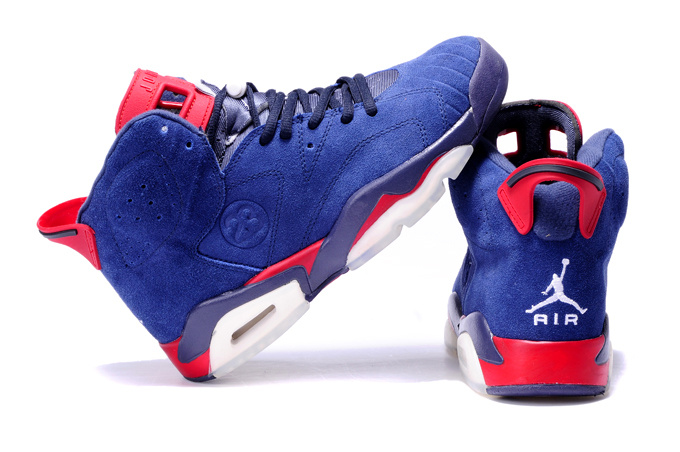 Air Jordan 6 Suede Blue White Red Shoes