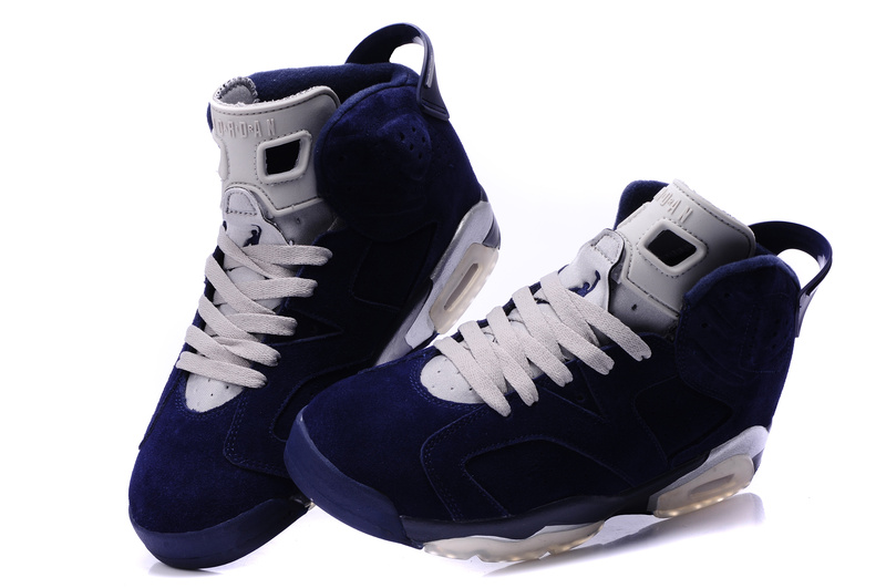 Air Jordan 6 Suede Dark Blue White Shoes