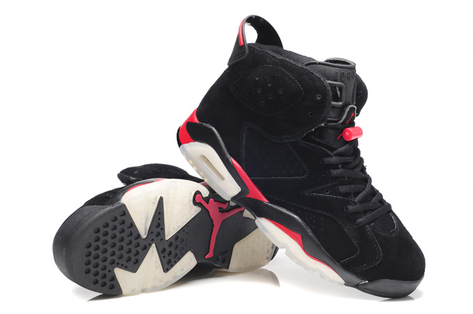 Air Jordan 6 Suede Dark black Red Shoes