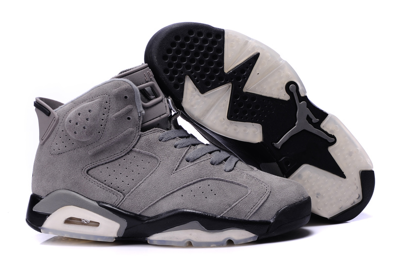 Air Jordan 6 Suede Grey Black Shoes - Click Image to Close