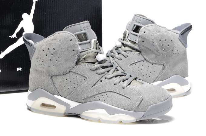 Air Jordan 6 Suede Grey White Shoes - Click Image to Close