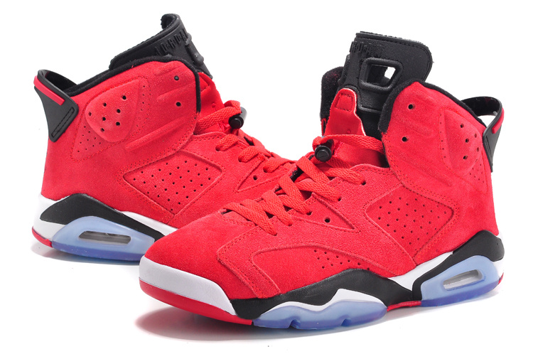 New Air Jordan Retro 6 Suede Red Black White Lovers Shoes