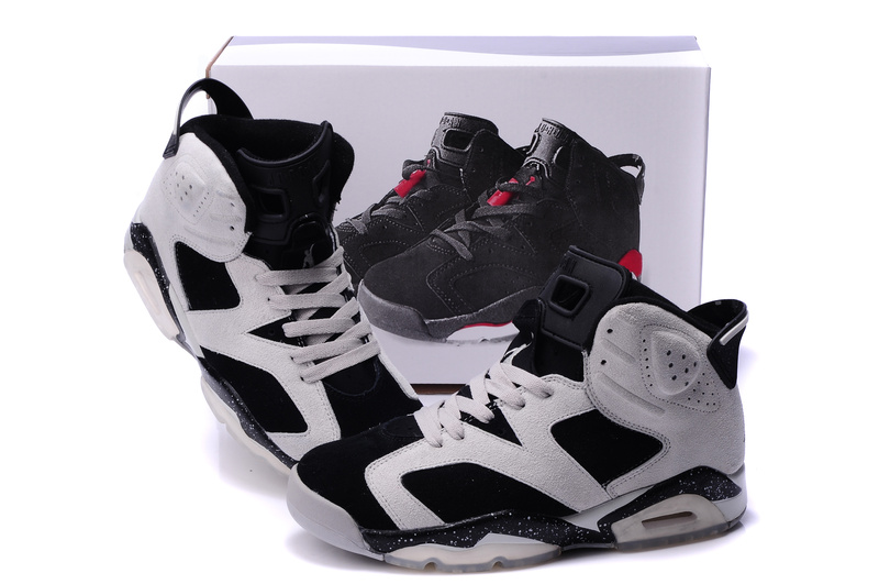 Air Jordan 6 Suede White Black Grey Shoes - Click Image to Close