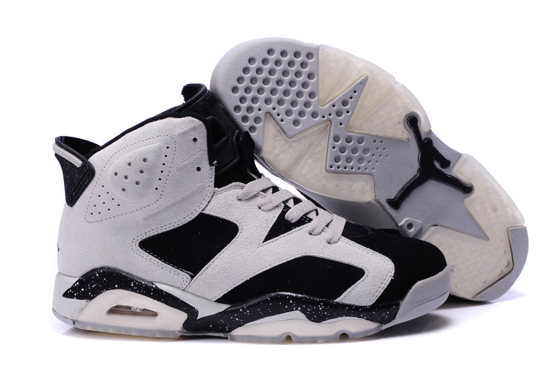 Air Jordan 6 Suede White Black Grey Shoes - Click Image to Close