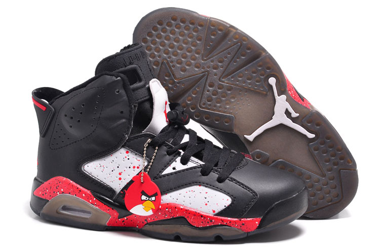 Air Jordan 6 VI Custom Angry Birds Black White Red Specked Cheap