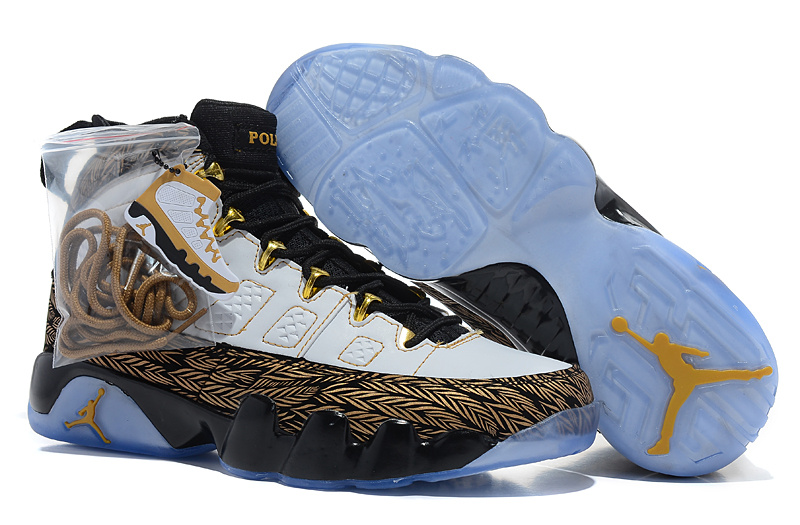 Air Jordan 9 Retro Doernbecher White Metallic Gold Black - Click Image to Close