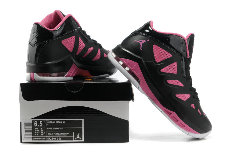 Authentic Jordan Melo 8 Black Pink White Shoes For Women - Click Image to Close