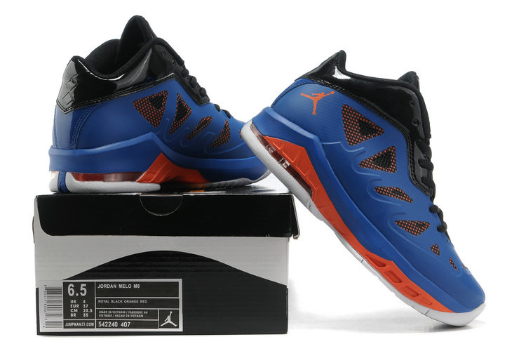 Authentic Jordan Melo 8 Blue Black Orange Whitte Shoes For Women