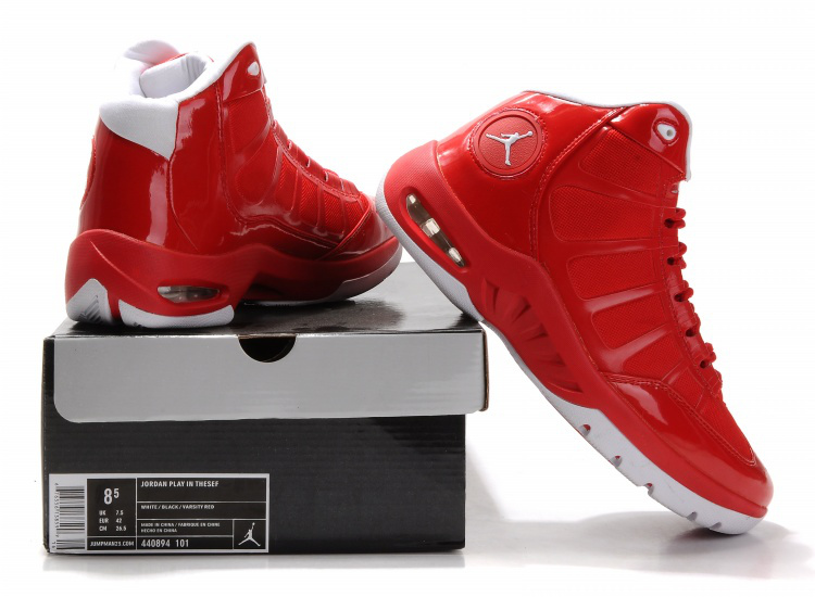 Air Jordan Play In Red White Shoes - Click Image to Close