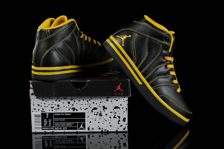 Authentic Jordan Pro Classic Black Yellow For Women - Click Image to Close