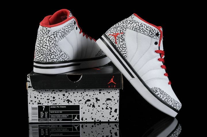 Authentic Jordan Pro Classic White Red Black Cement For Women - Click Image to Close