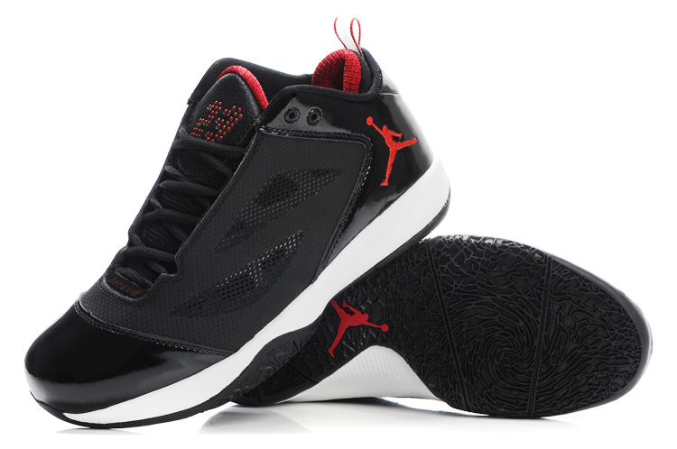 Air Jordan Quick Fuse Black White Red Logo - Click Image to Close