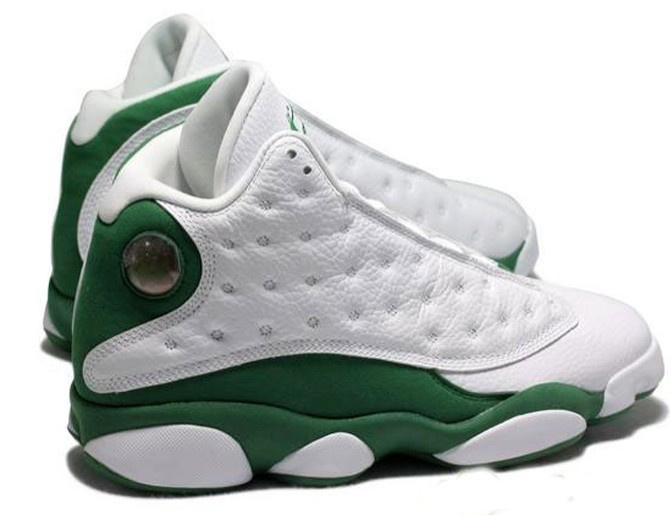 Authentic Jordan Retro 13 Shoes White Green - Click Image to Close