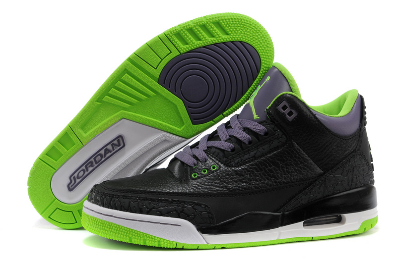 Air Jordan Retro 3 Joker Black Electric Green Canyon Purple White