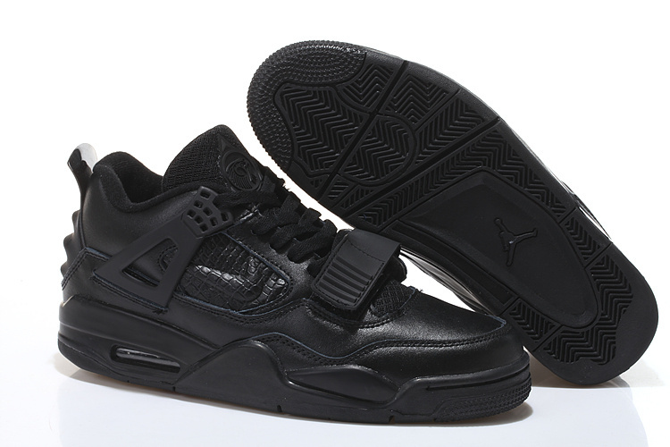 2015 All Black Air Jordan 4 Shoes With Strap - Click Image to Close