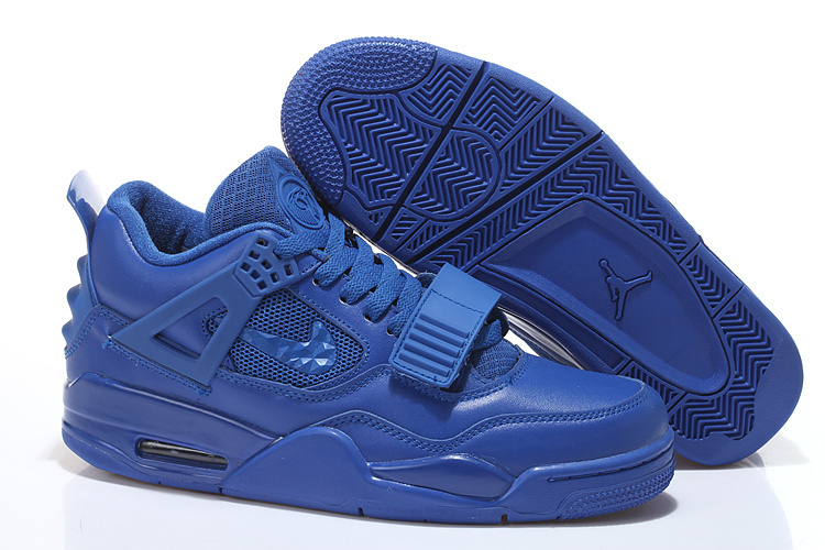 2015 All Blue Air Jordan 4 Shoes With Strap