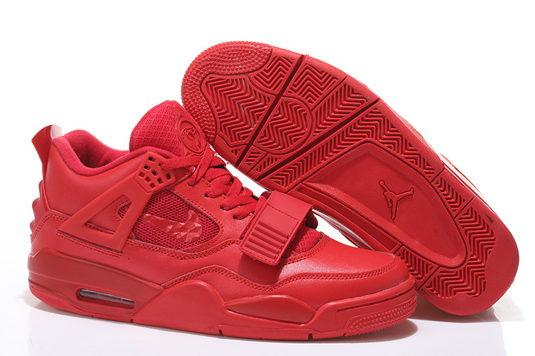 2015 All Red Air Jordan 4 Shoes With Strap