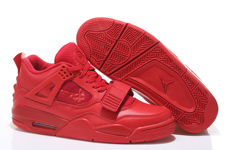 2015 All Red Air Jordan 4 Shoes With Strap - Click Image to Close