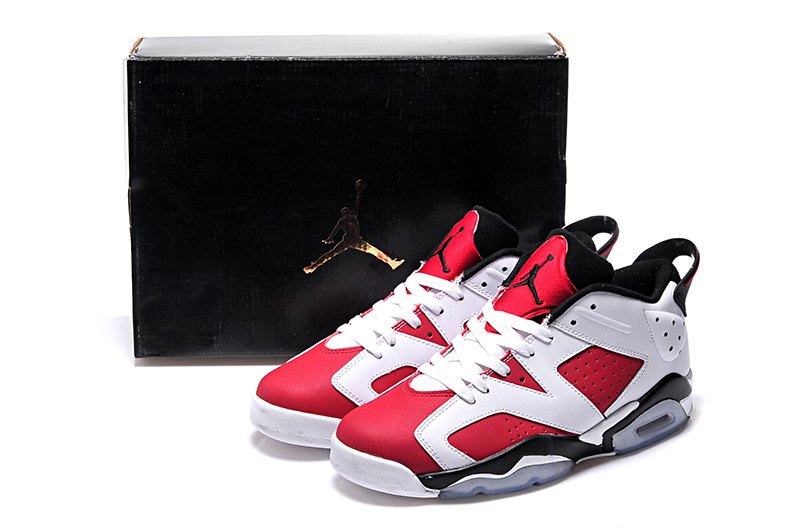 2015 Real Carmine White Black Air Jordan 6 Low Lovers Shoes - Click Image to Close