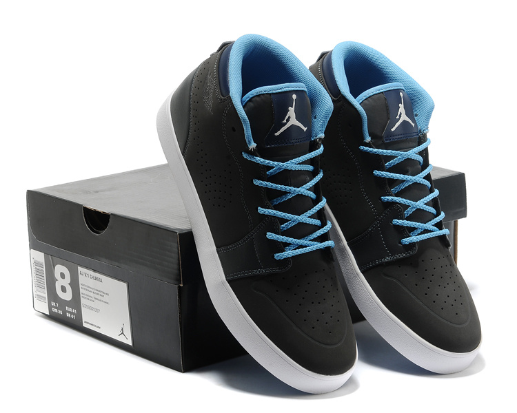 Cheap Real Casual Jordan 1 Black Blue Shoes - Click Image to Close