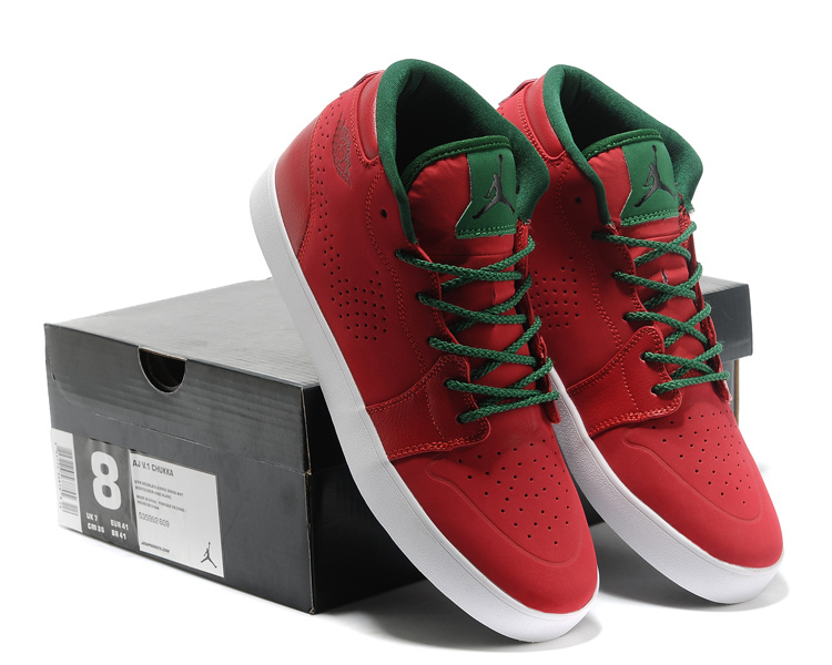 Cheap Real Casual Jordan 1 Red Green Shoes - Click Image to Close