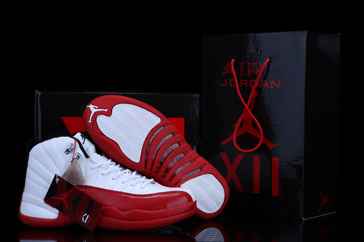 Chalcedony Air Jordan 12 White Red Shoes For Sale