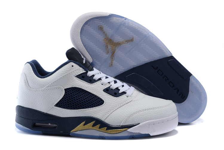 Cheap Air Jordan 5 Low Dunk From Above White Metallic Gold Star Midnight Navy