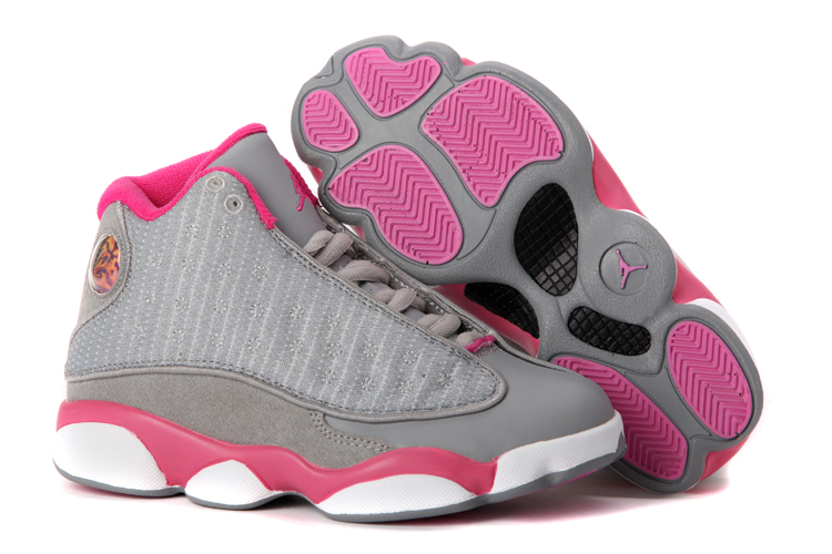 Cheap New Women Air Jordans 13 Retro gray pink white