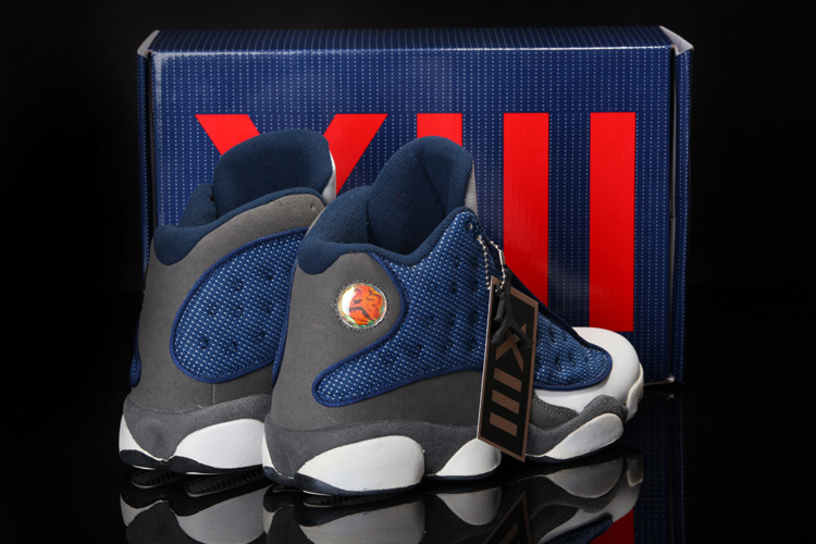 2013 Summer Jordan 13 White Blue Grey Shoes - Click Image to Close