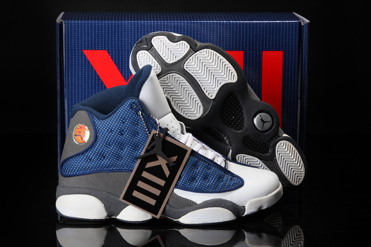 2013 Summer Jordan 13 White Blue Grey Shoes