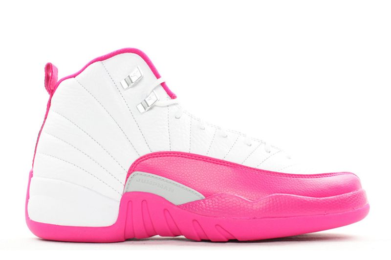 Girls Air Jordan 12 GS Vivid Pink White Vivid Pink Metallic Silver