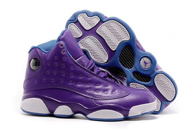 Girls Air Jordan 13 GS Hornets Purple Orion Blue