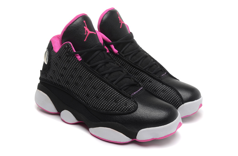 Girls Air Jordan 13 Retro GS Black Voltage Cherry White - Click Image to Close