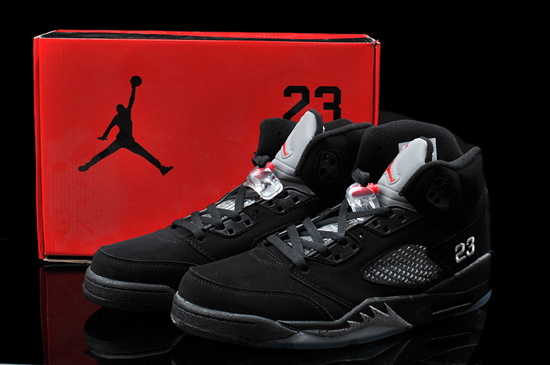 Hardback Air Jordan 5 All Black Shoes - Click Image to Close