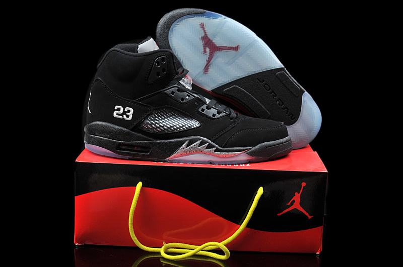 Hardback Air Jordan 5 All Black Shoes - Click Image to Close