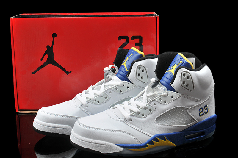 Hardback Air Jordan 5 White Purple Yellow Shoes - Click Image to Close