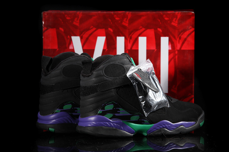 2013 Hardback Edition Jordan 8 Black Green Purple - Click Image to Close