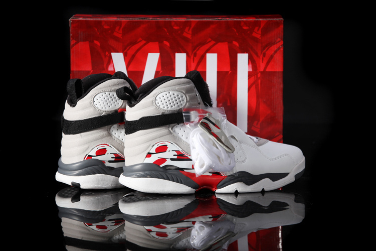 2013 Hardback Edition Jordan 8 White Grey Red - Click Image to Close