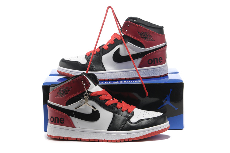 Hardback Air Jordan 1 White Black Red Shoes - Click Image to Close