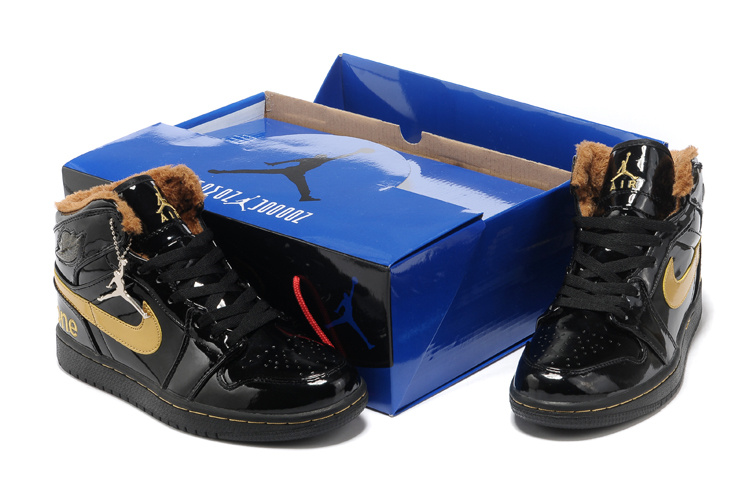 Hardback Air Jordan 1 Wool All Black Shoes - Click Image to Close