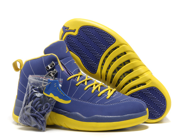 2013 Hardback Air Jordan 12 Blue Yellow Shoes