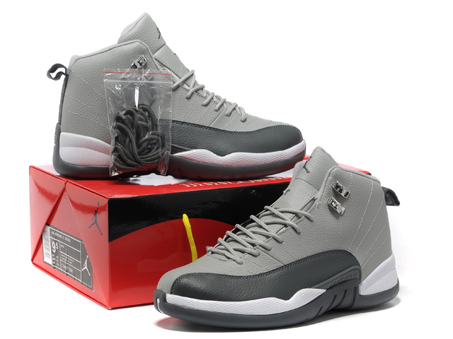 2013 Hardback Air Jordan 12 Grey Black White Shoes - Click Image to Close